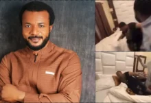 Moment Evangelist Ebuka Obi delivers a woman at church' hotel