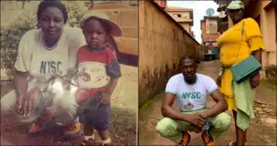 Man recreates NYSC photo with mother 22 years later