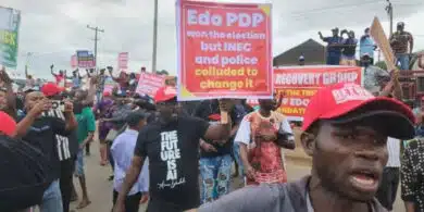 Hundreds of Edo PDP members protest 2024 governorship election result