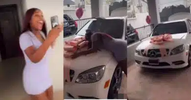 Lady goes gaga with excitement as boyfriend surprises her with car on birthday