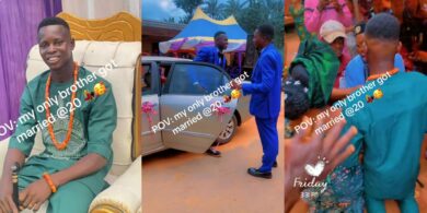 Man rejoices as his brother weds at age 20, flaunts wedding video 