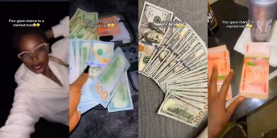 Lady proudly flaunts money received from married man after giving him a chance