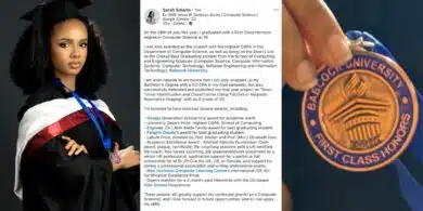 19-year-old lady graduates with first class, 5.0 GPA, sets new record at Babcock University