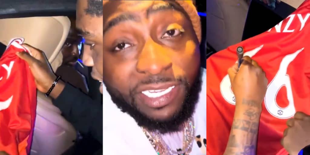 Fan goes viral for boldly approaching Davido amid tight security to get jersey signed