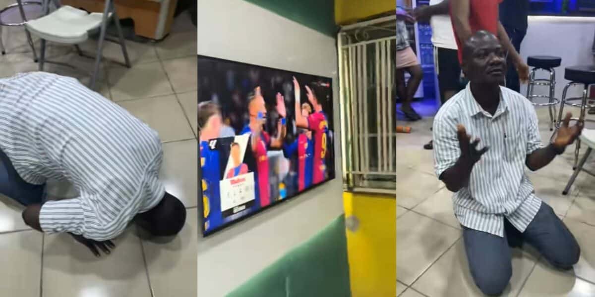 Man goes viral, prays after winning ₦10 million bet on Barcelona's win over Real Madrid