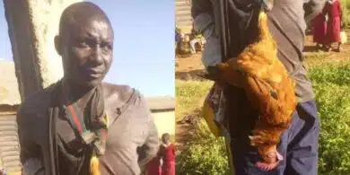 Man caught stealing chicken forced to wear it as a tie