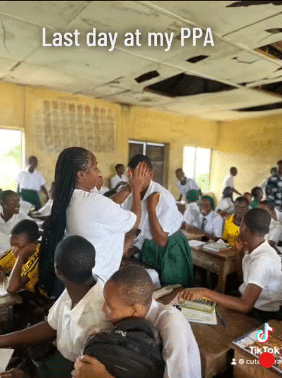 Students weep as corper completes service at their school, video stirs emotions