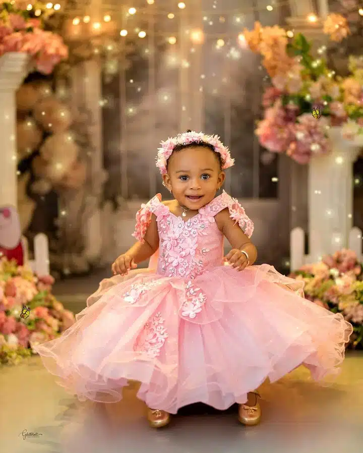 Olakunle Churchill and Rosy Meurer Unveil Daughter's Face in Heartwarming First Birthday Celebration