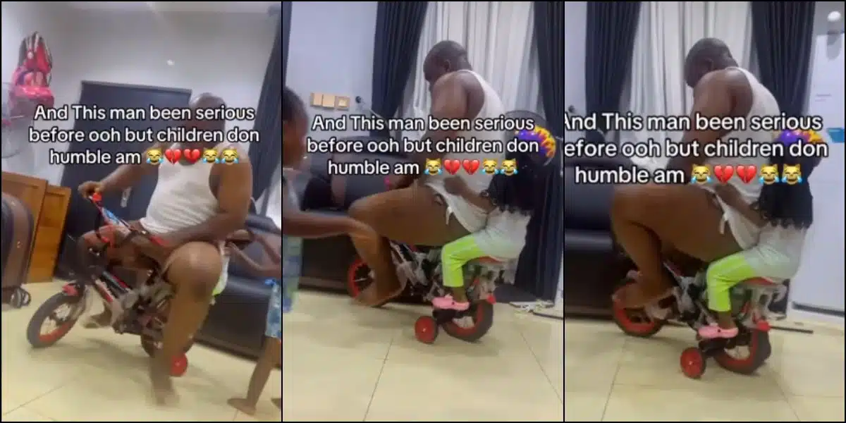 Wife laments as she sees her 'once-serious' husband riding mini bike with kids