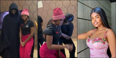 Watch Jadrolita's reaction as Kizz Daniel pecks her