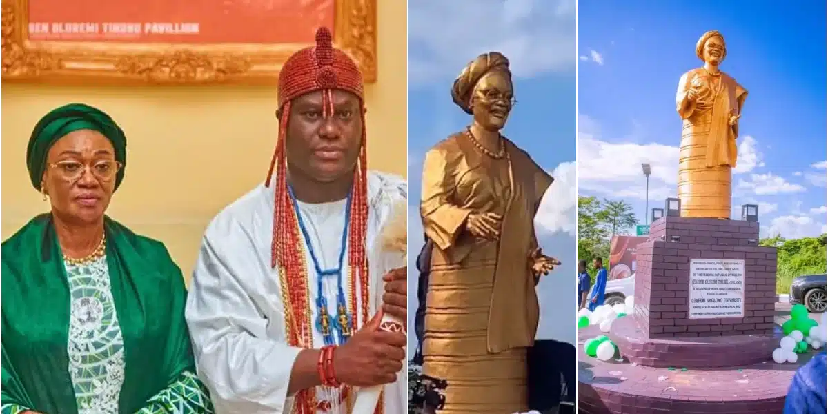 Outrage as Ooni of Ife erects golden statue of Remi Tinubu