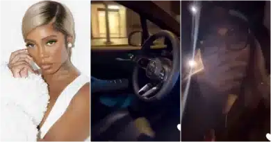 Moment Tiwa Savage freaks out in self-driving car