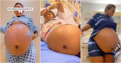 Mother of two flaunts baby bump as she welcomes triplets