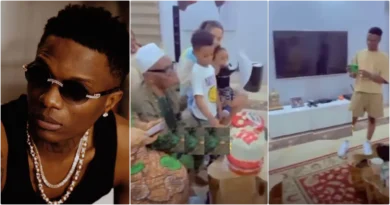 Moment Wizkid's father marks birthday with grandchildren, others