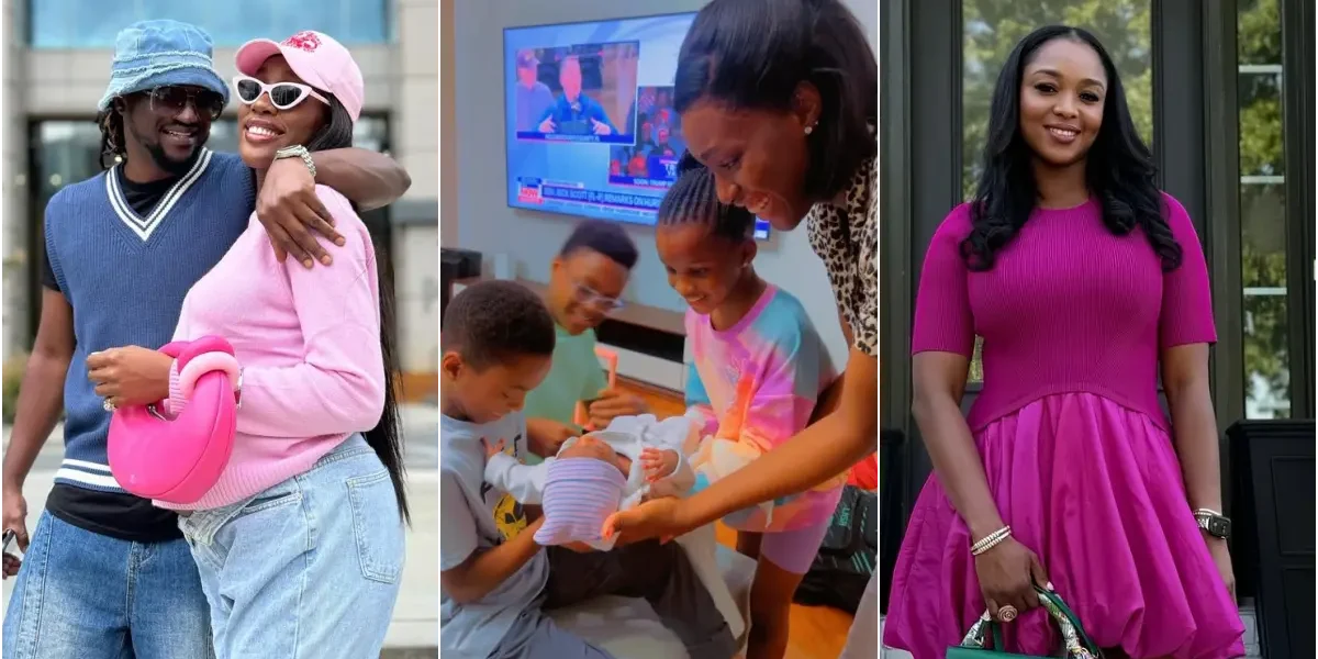 Anita Okoya hailed as Paul introduces their children to Ivy's newborn baby