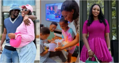 Anita Okoya hailed as Paul introduces their children to Ivy's newborn baby