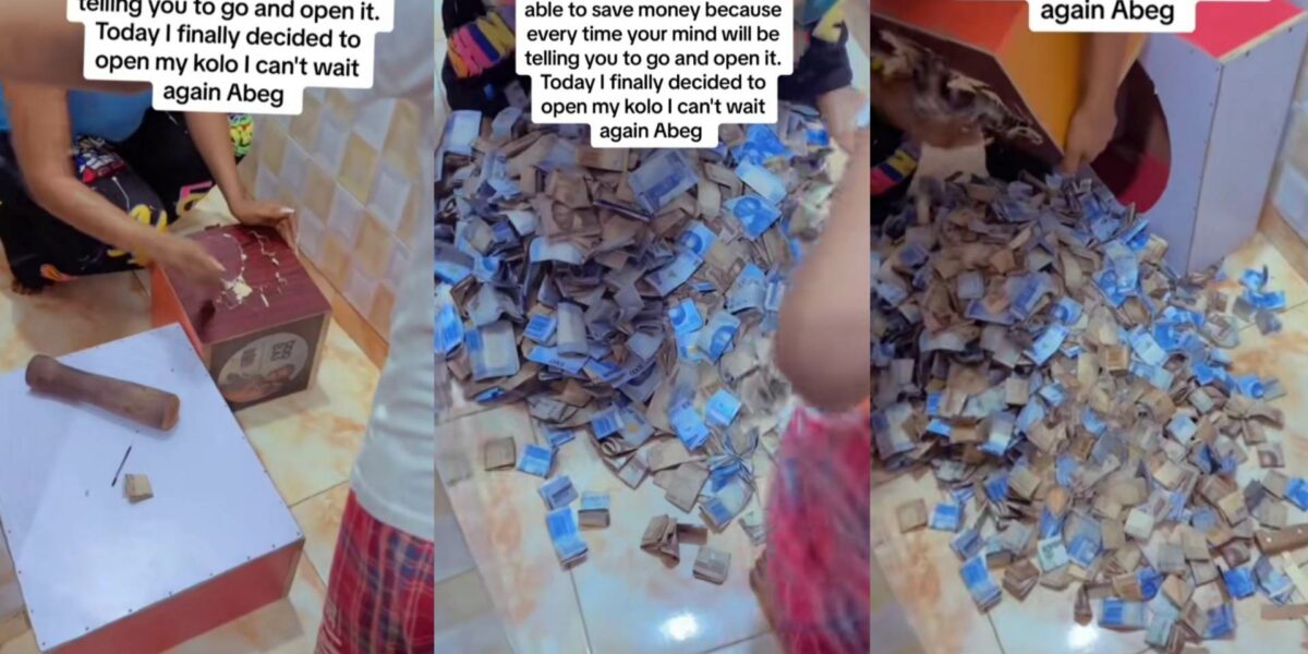 Netizens drool as lady breaks open her piggy bank in viral video