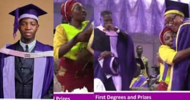 Emotional moment UNIBEN best-graduating student's mom rushes out in her Chosen apron