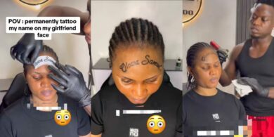 Boyfriend permanently tattoos his name on girlfriend's face