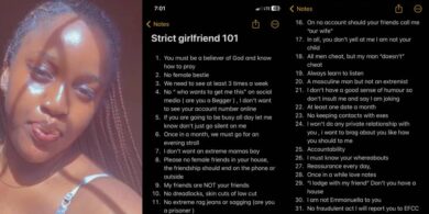 Lady posts 31 strict relationship rules for future boyfriend on social media