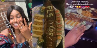 Lady goes viral as boyfriend proposes marriage with barbecued fish