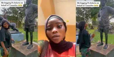 TASUED student goes viral as she begs Tai Solarin’s statue to reduce school fees