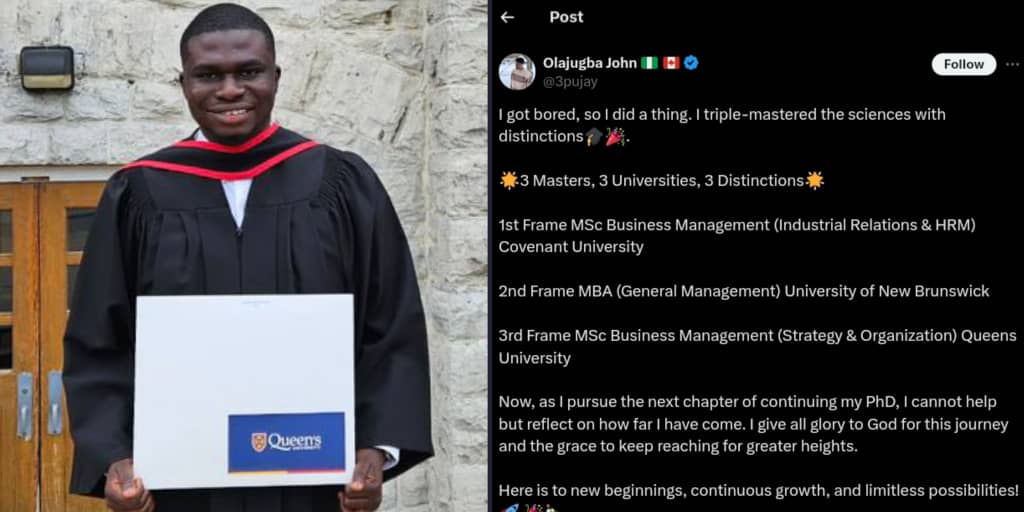 Man bags 3 master's degrees with distinctions from 3 Canadian universities out of boredom