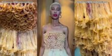 Congolese lady wows internet with unique dress made entirely from condoms