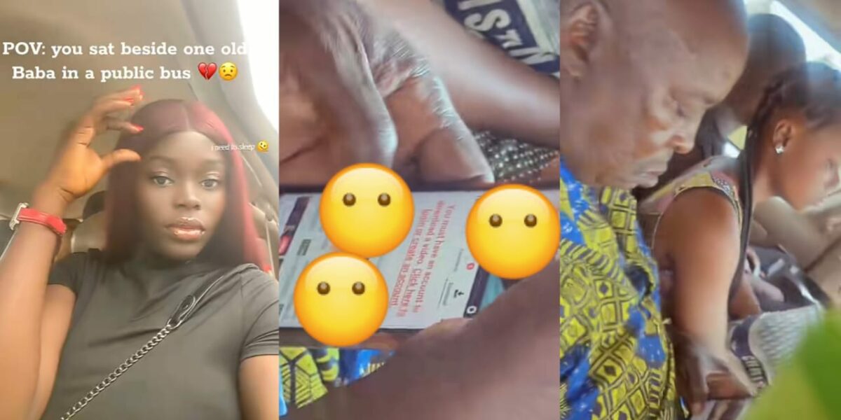 Lady shares video of elderly man watching inappropriate clips on public bus