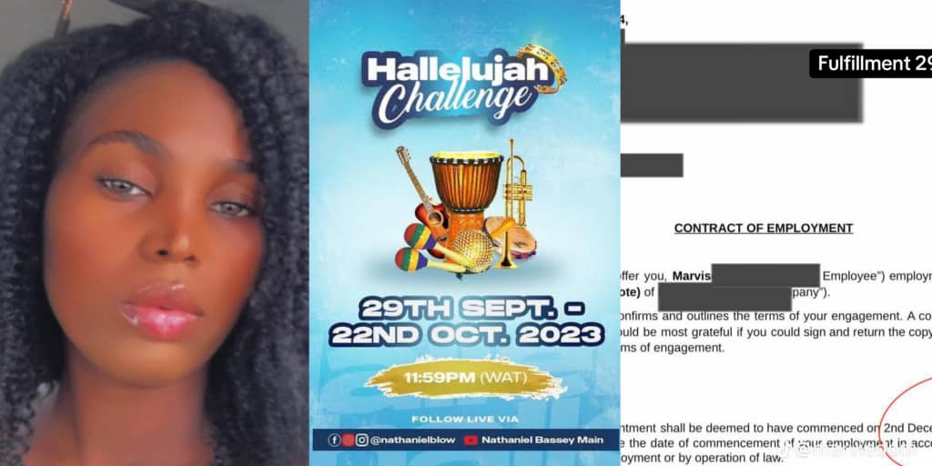 Lady who prayed for job during hallelujah challenge receives employment letter, flaunts it online