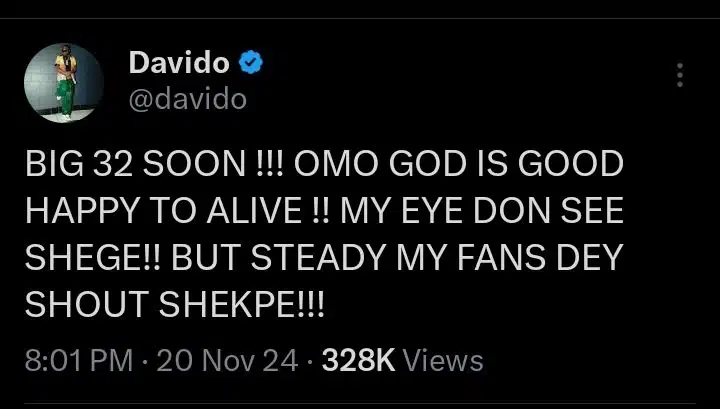 Davido's tweet 