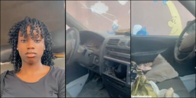 Lady heartbroken as she sees car interior of online date