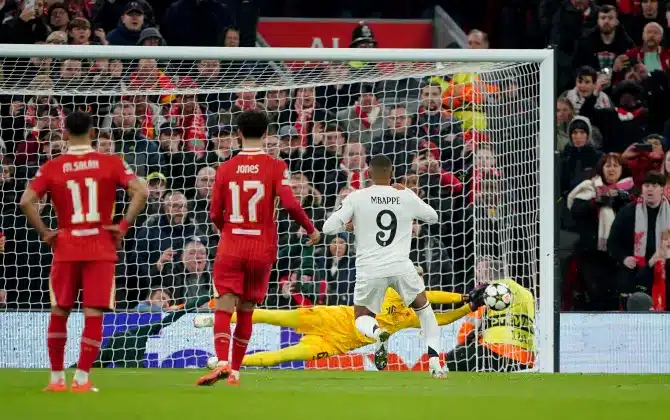 UCL: Mbappe misses penalty as Liverpool outclass Real Madrid 2-0