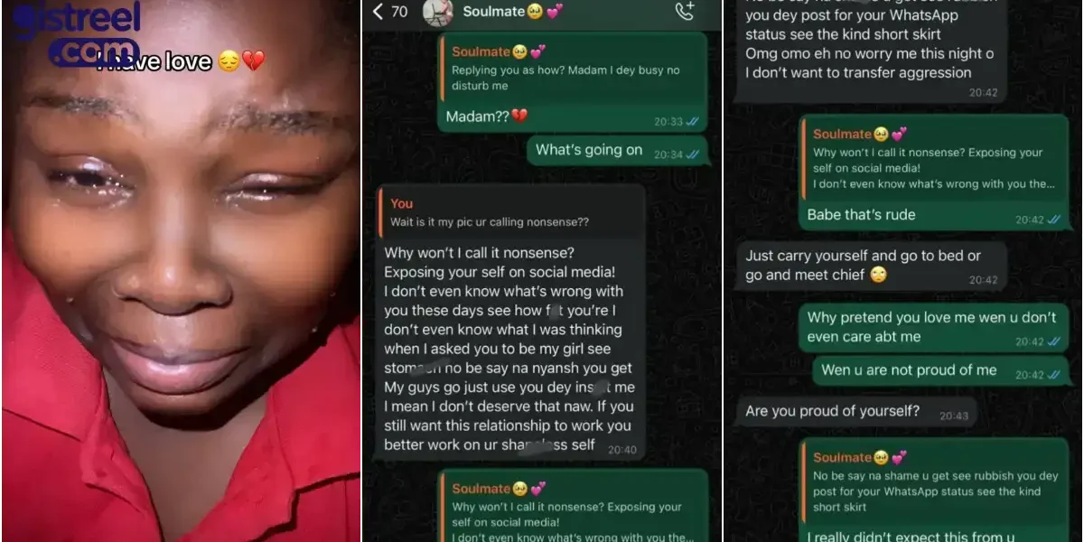 Lady shares chat with boyfriend who criticized her look over WhatsApp post