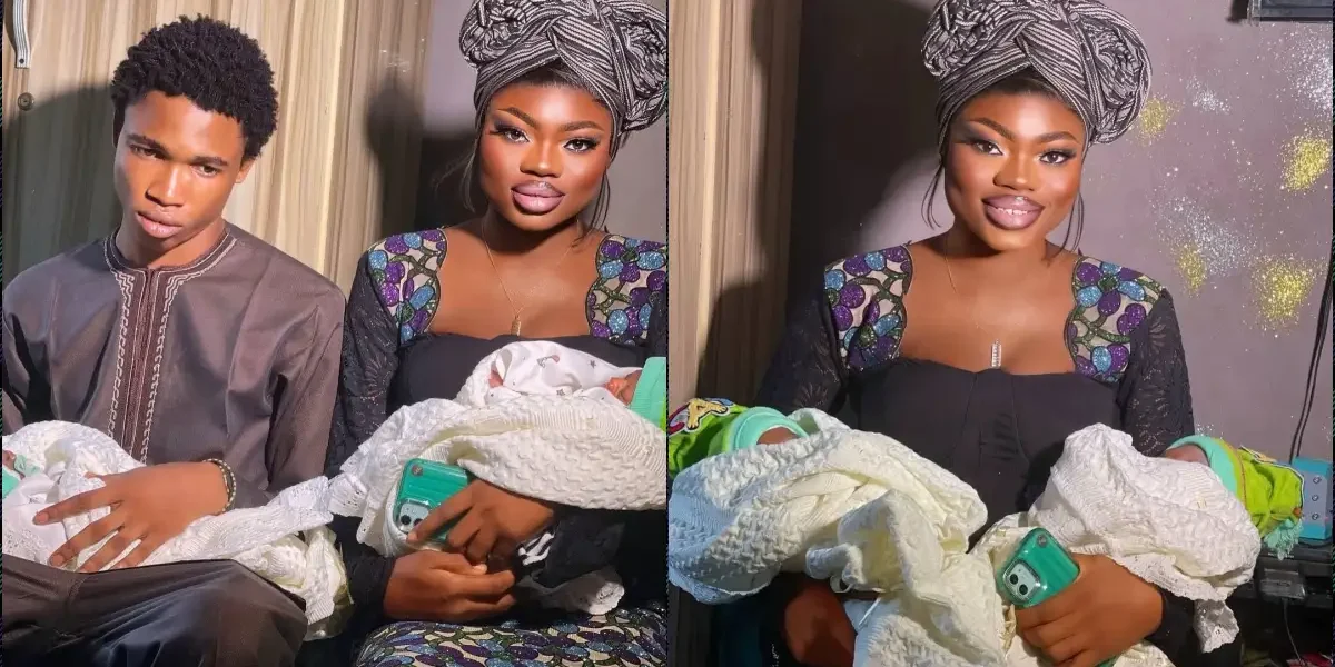 Mixed reactions as father of twins looks unhappy on naming ceremony