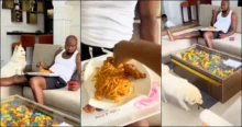 Woman sparks outrage after taking chicken from husband's plate to feed dog