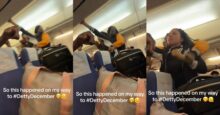 Two women clash on plane over overhead bin, video trends