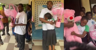 Man storms junior sister's school with friends to surprise her on birthday