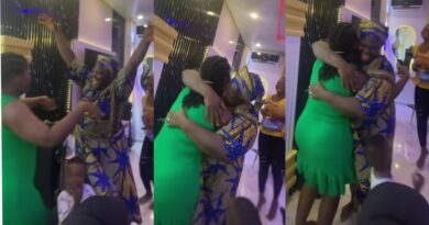 Emotional moment lady surprises her mom as she returns home from US after 3 years