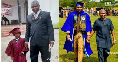 Man recreates graduation photo with his father