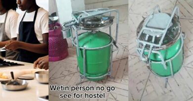 Student takes serious measures to secure gas cylinder as he returns to hostel