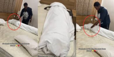 Outrage as man wraps duvets to resemble lifeless body as he checks out of hotel, video shocks many 