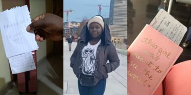 Lady who prayed in hallelujah challenge with paper passport gets a real one weeks later, travels abroad