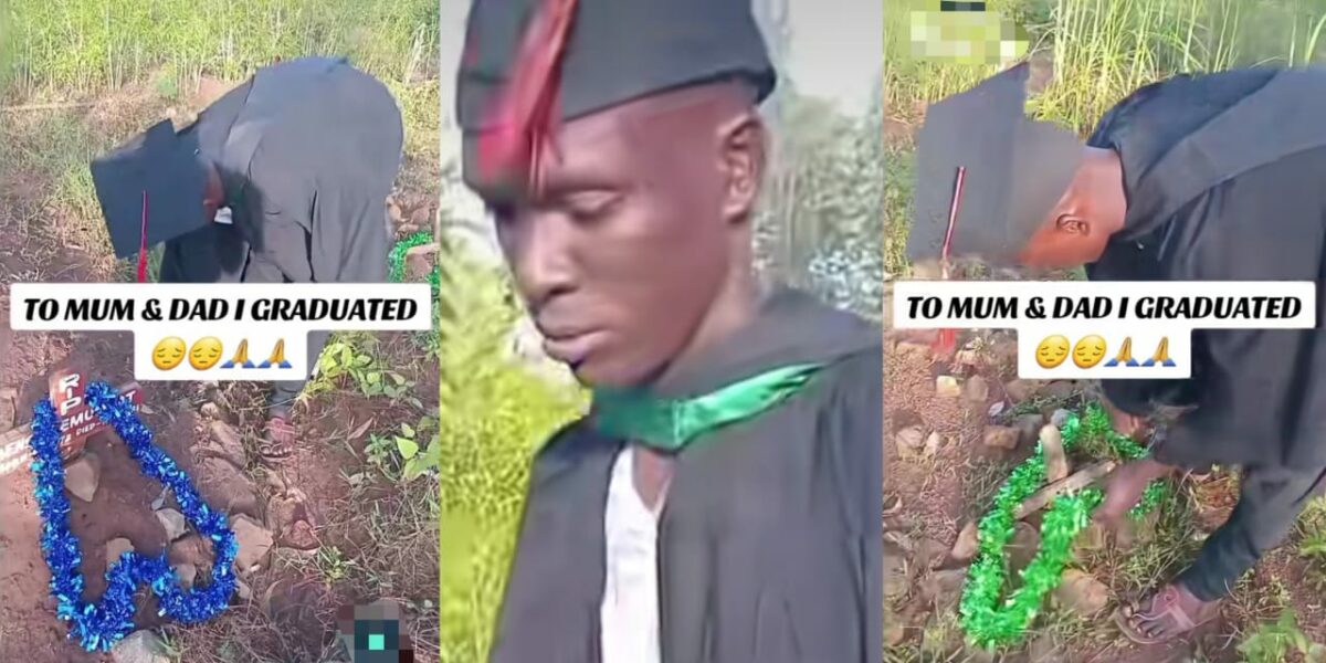 Man moves many to tears as he honors late parents on graduation day