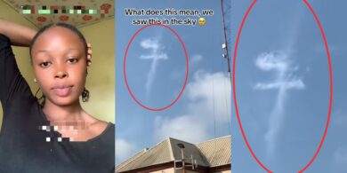 Lady sparks curiosity after spotting the number 7 in the sky, video causes stir