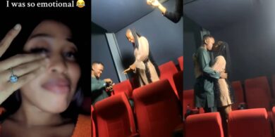 Lady bursts into tears witnessing surprise proposal at cinema while watching 'Everybody Loves Jenifa'