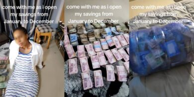 Lady stuns social media as she breaks savings box and shows amount saved from January to December