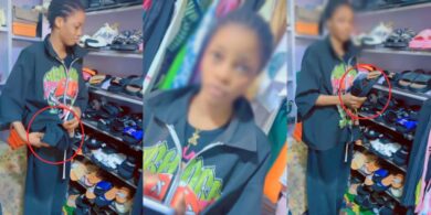 Popular TikToker, Expensive Ella caught stealing footwear, made to demonstrate act in viral video