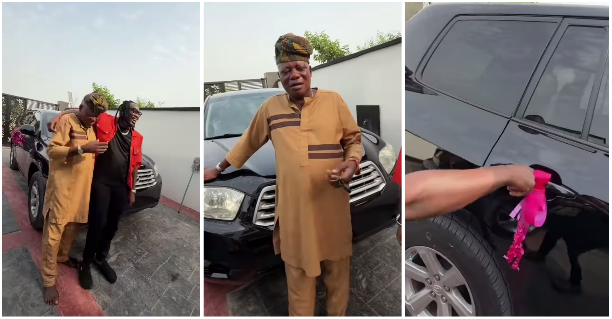 Moment Qdot surprises his father with a car