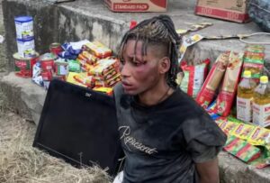 Man publicly paraded after allegedly stealing provisions and TV